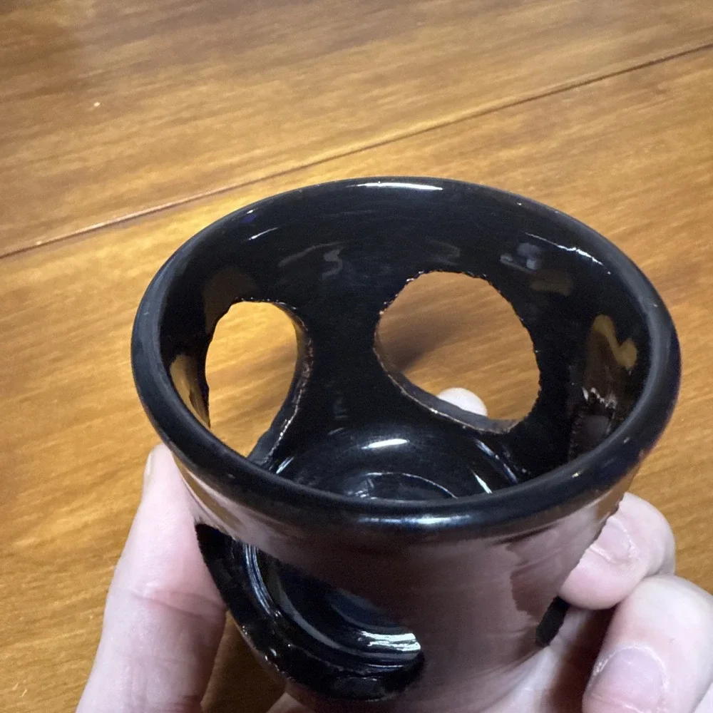 Vintage‎ Terra-cotta tea light candle holder 1992 Red/ Black